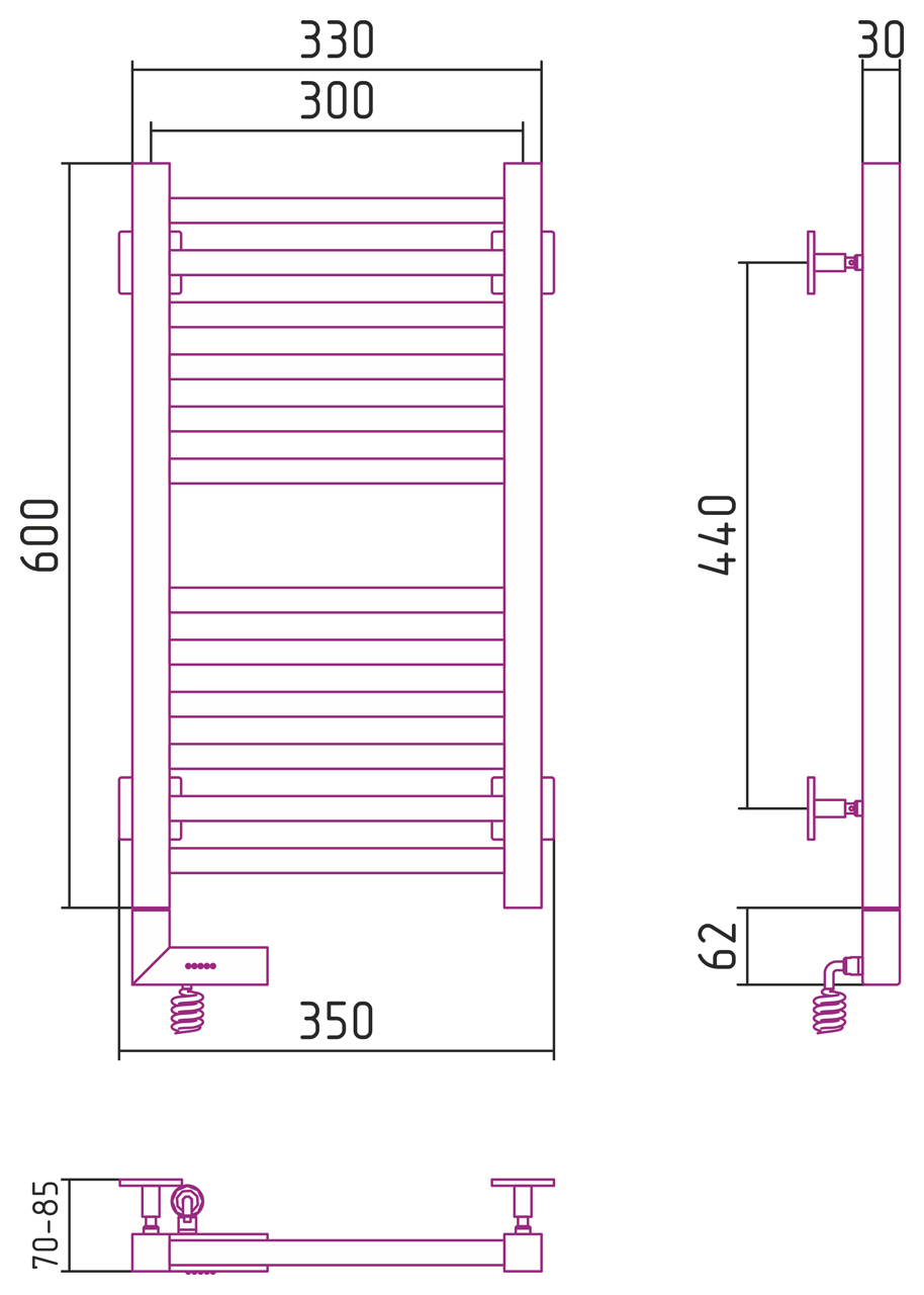 Полотенцесушитель электрический Сунержа Модус 2.0 600x300